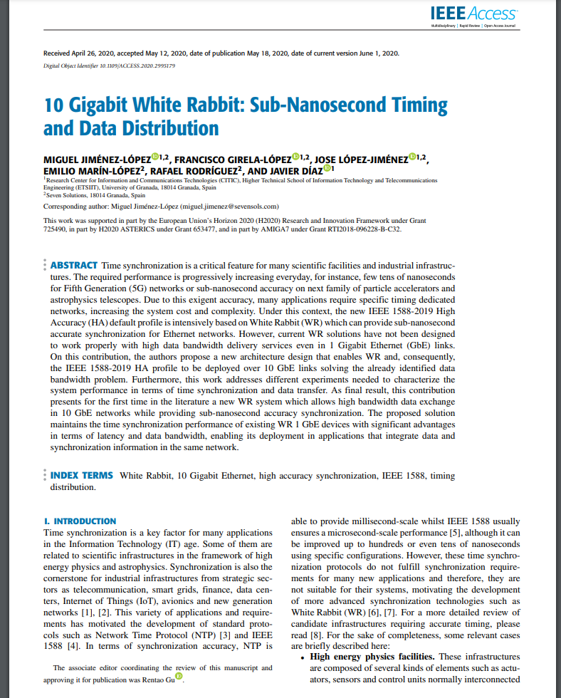 10 Gigabit White Rabbit: Sub-Nanosecond Timing and Data Distribution
