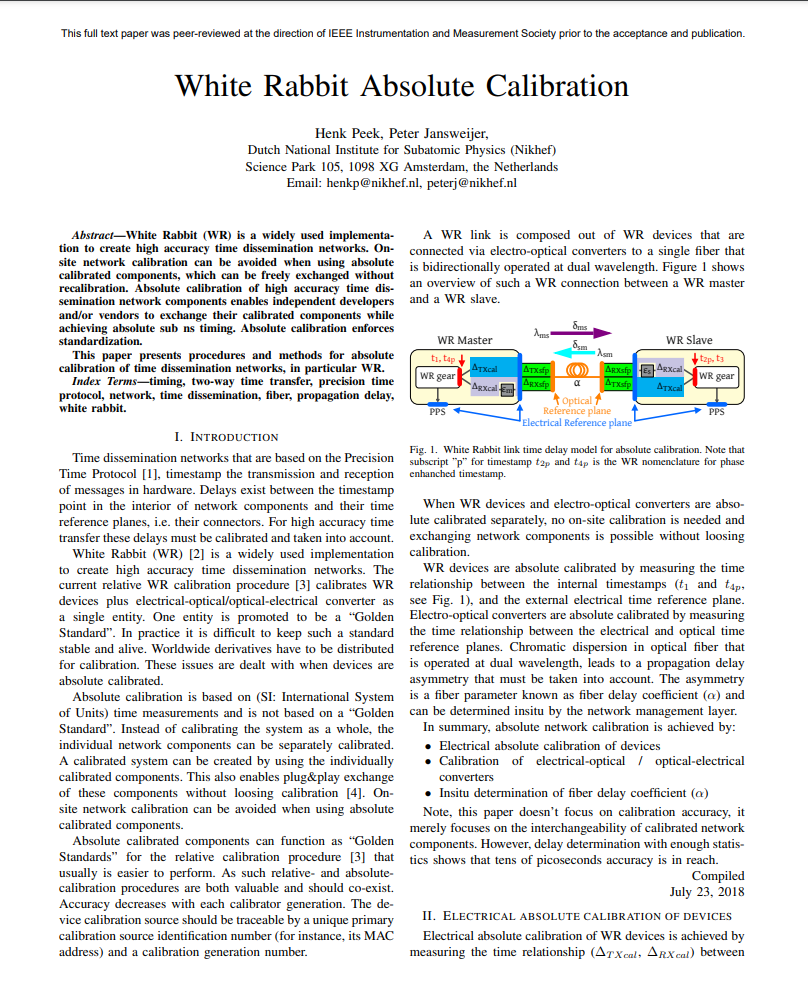 White Rabbit Absolute Calibration