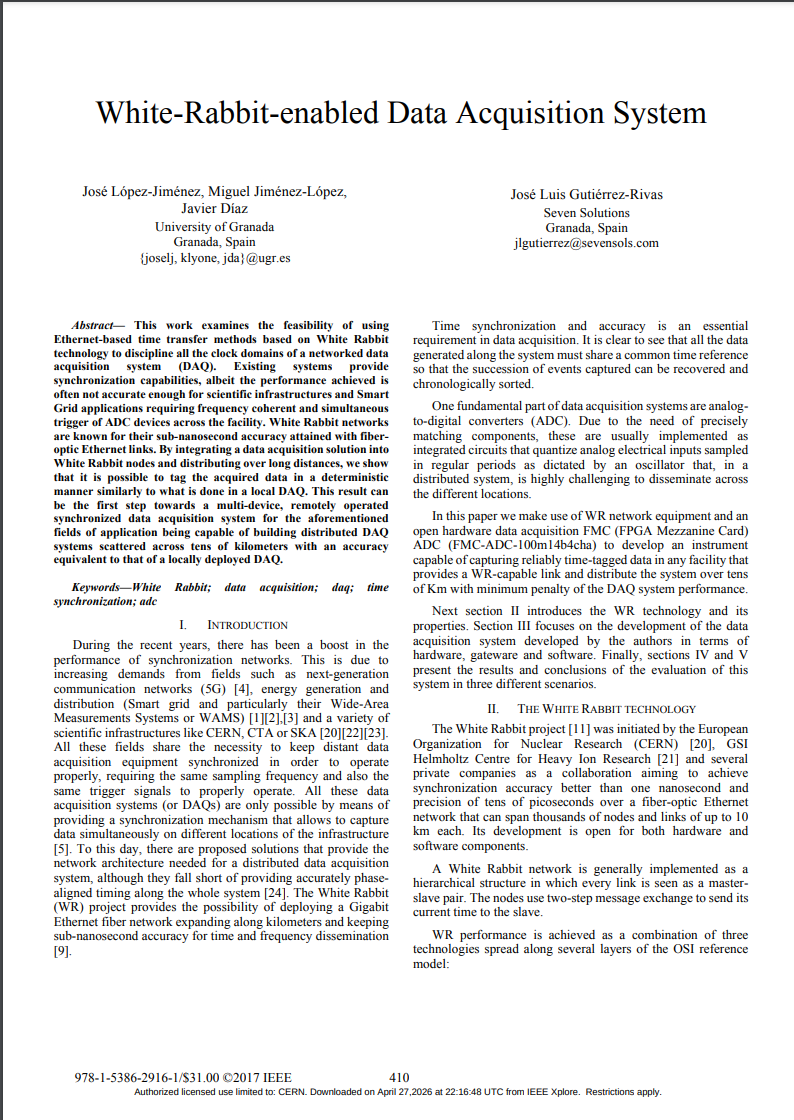 White-Rabbit-enabled Data Acquisition System