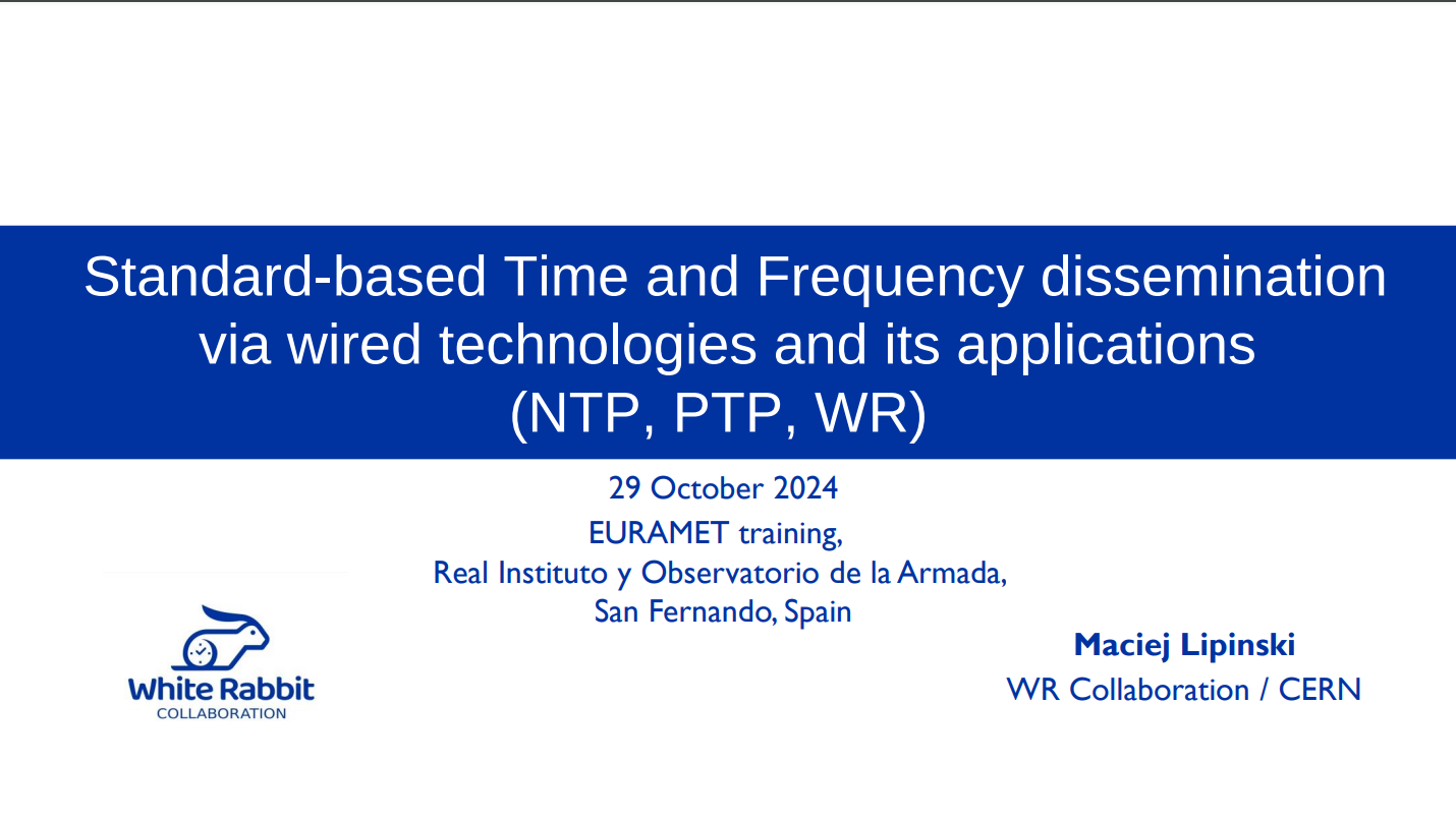 Standard-based Time and Frequency dissemination via wired technologies and its applications (NTP, PTP, WR)